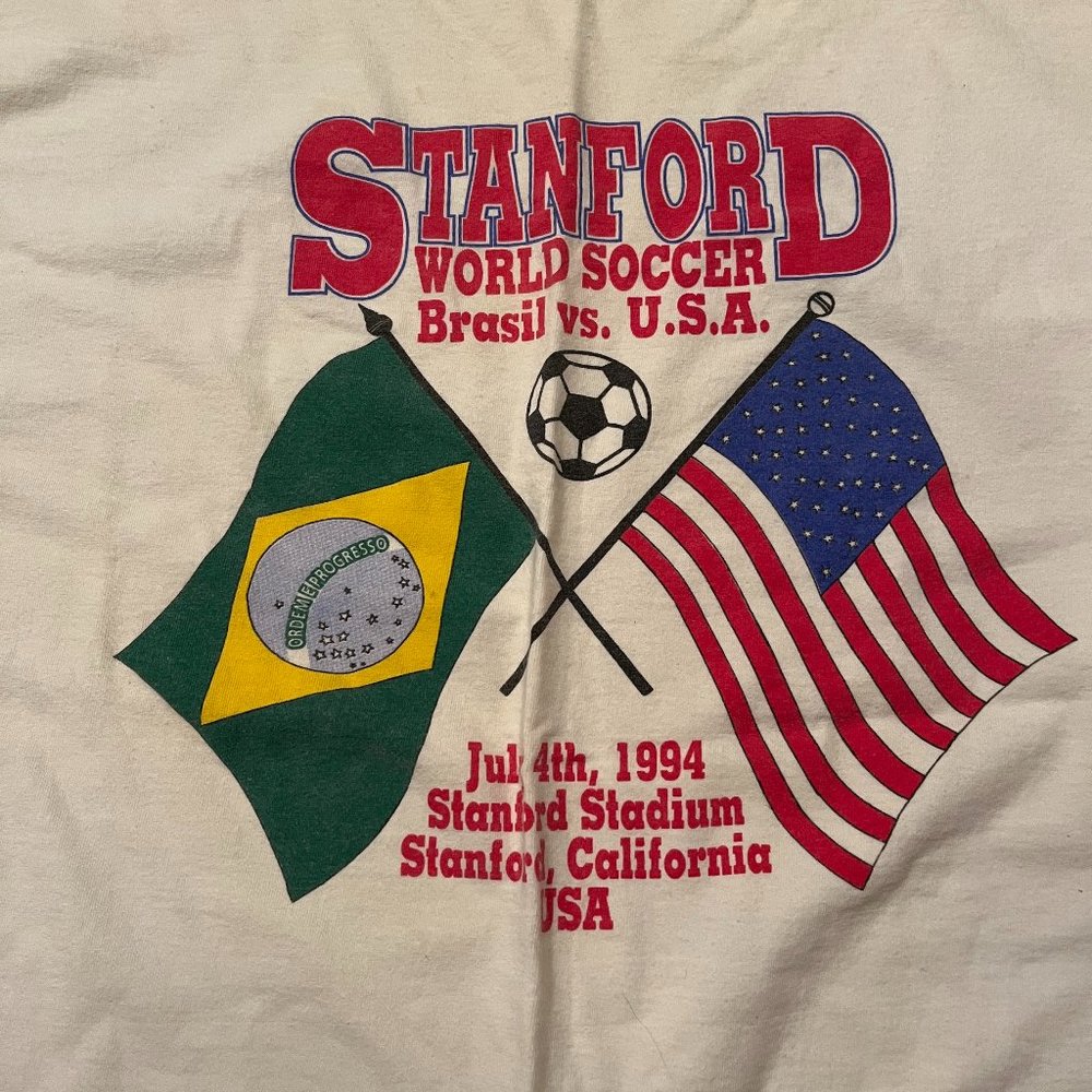 Vintage Stanford World Soccer Brasil vs. USA T shirt